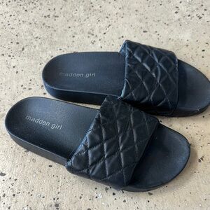 Madden Girl Black Quilted Slide Sandals